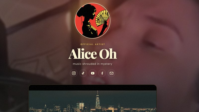 Aperçu du site de l'artiste Alice Oh