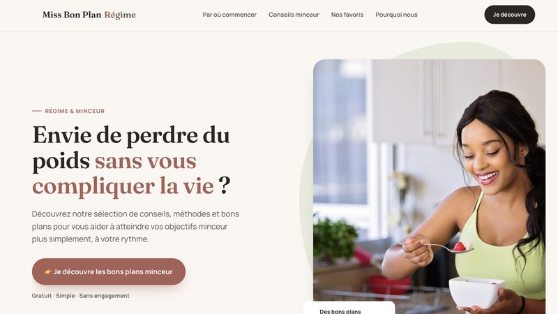 Aperçu du site Miss Bon Plan Régime